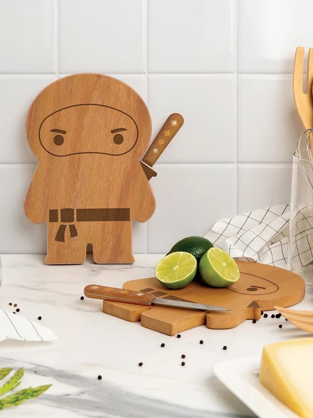 NWT Wooden Ninja Cutting Board Natural Brown kitchen utensils